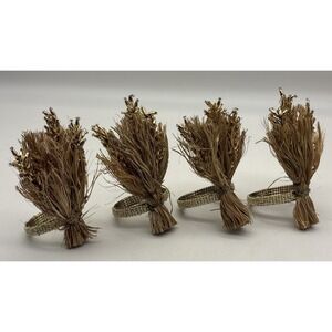 Cynthia Rowley Wheat Napkin Rings SET OF 4 Thanksgiving Harvest Fall Autumn